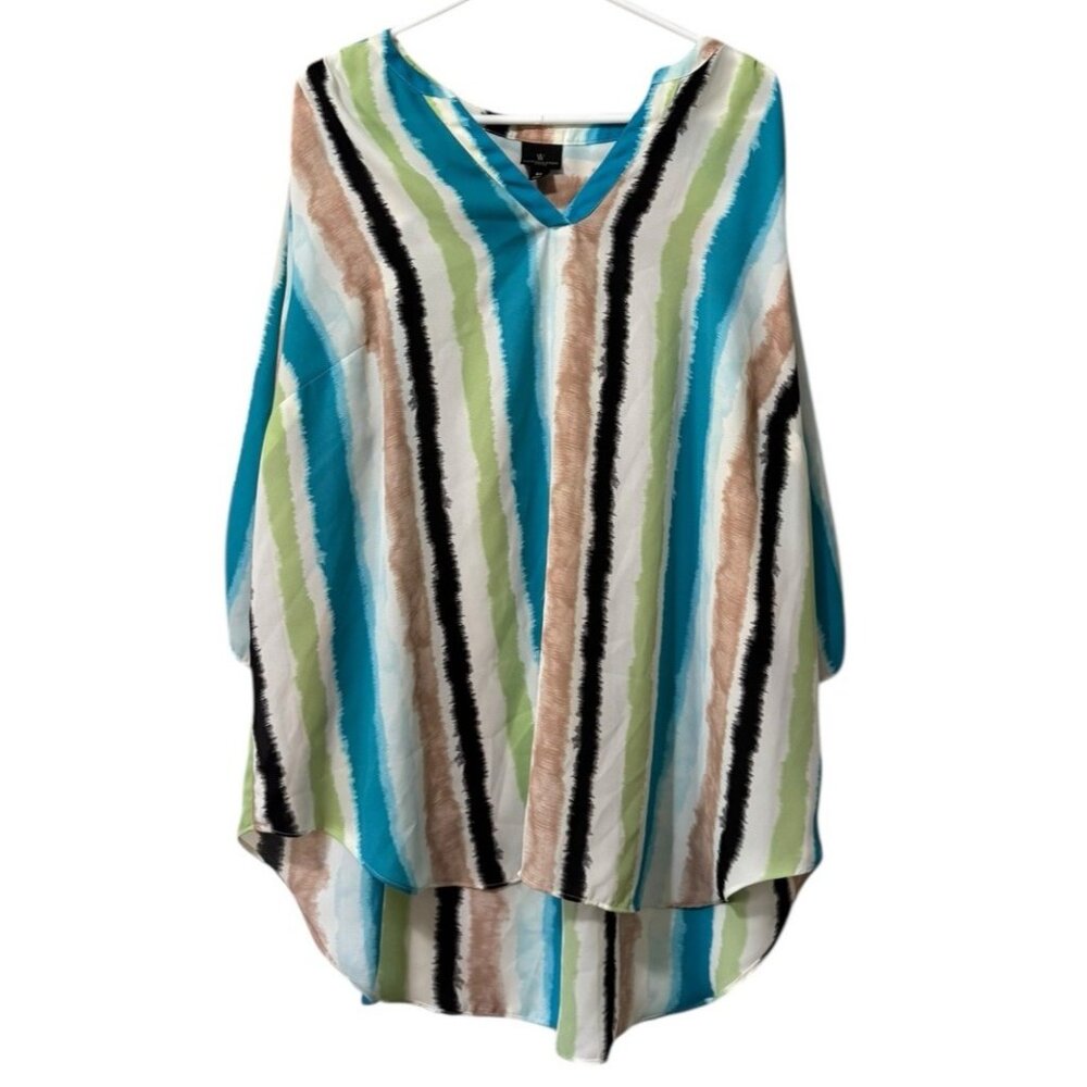 Worthington Woman Tunic Top Blouse Size 2X Polyester Lightweight Colorful City